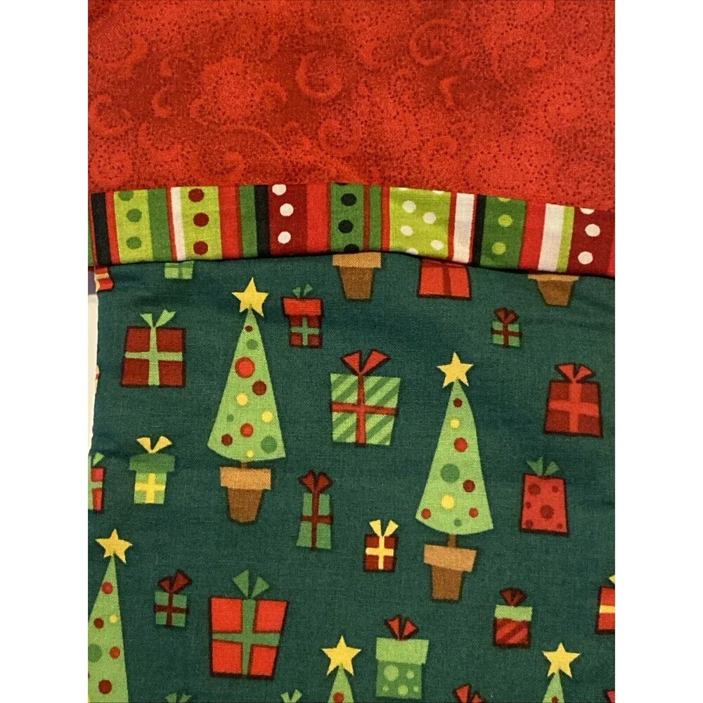 Handmade Christmas Stockings 12” Lot Of 2 Winter Snowman Trees Presents